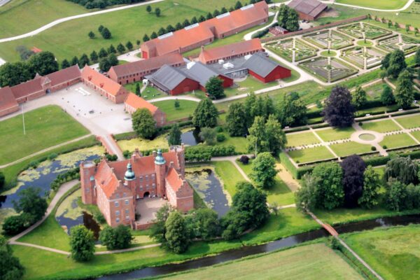 Luftfoto af de to museer.